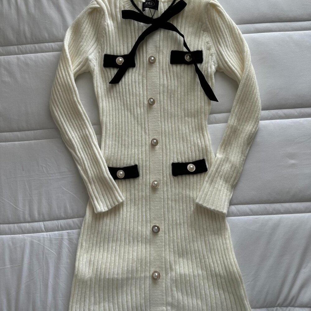 Cider Women's Cream and White Dress